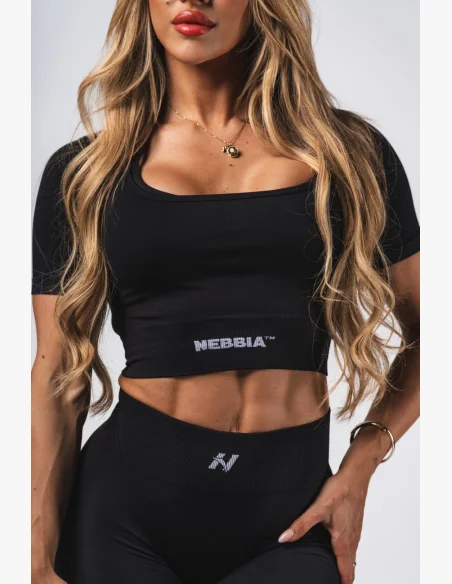 NEBBIA Shaping Seamless Crop Top FLOW SEAMLESS black