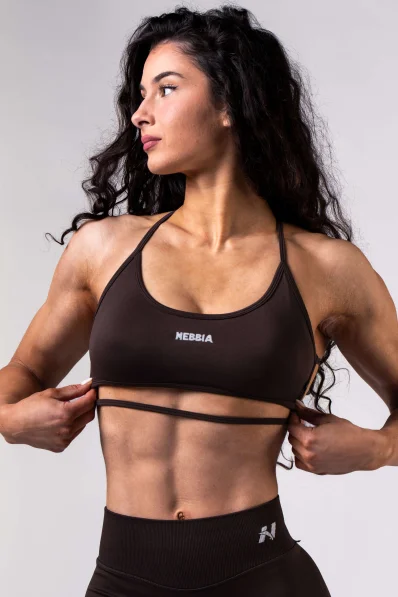 NEBBIA Open-back sports bra POWER brown
