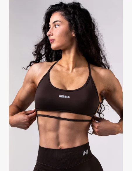 NEBBIA Open-back sports bra POWER brown