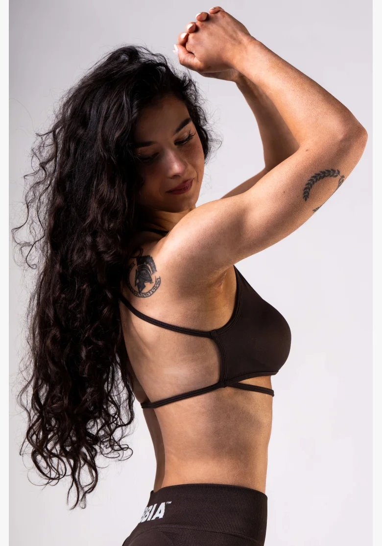 NEBBIA Open-back sports bra POWER brown