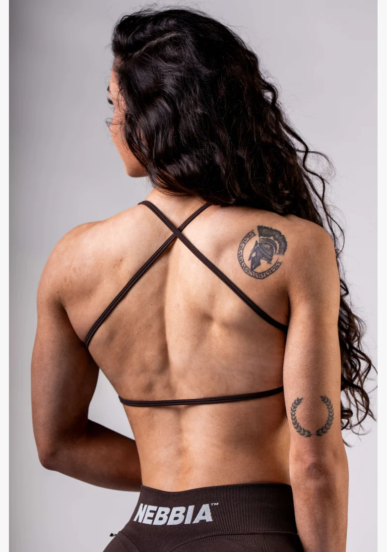 NEBBIA Open-back sports bra POWER brown