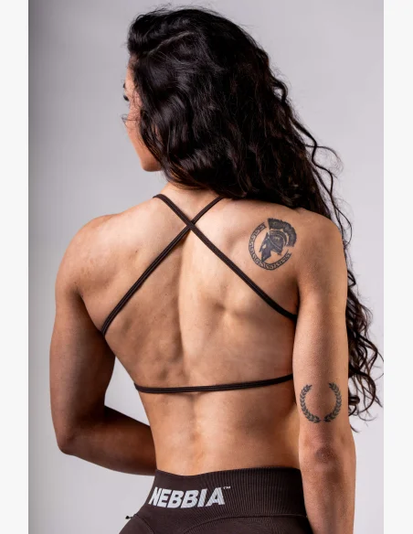 NEBBIA Open-back sports bra POWER brown