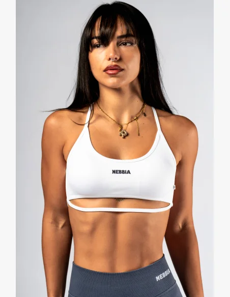 NEBBIA Open-back sports bra POWER white