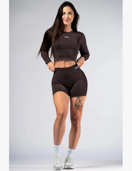 NEBBIA High-waist push-up shorts POWER brown