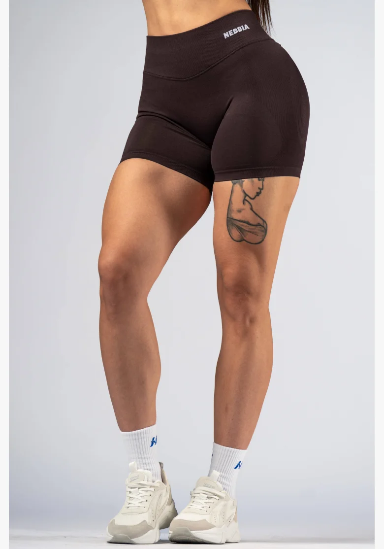 NEBBIA High-waist push-up shorts POWER brown