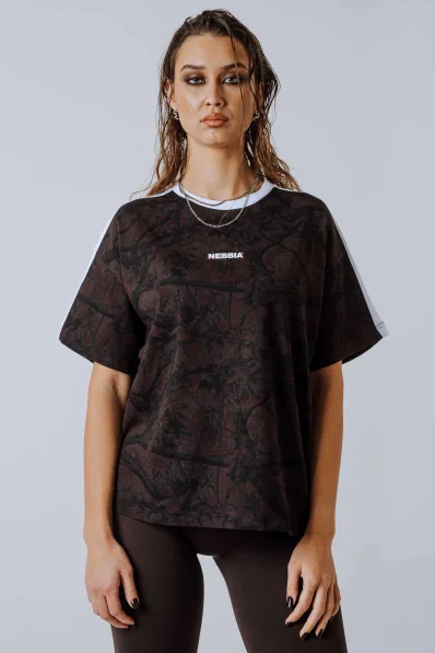 NEBBIA Relaxed fit t-shirt POWER camo brown
