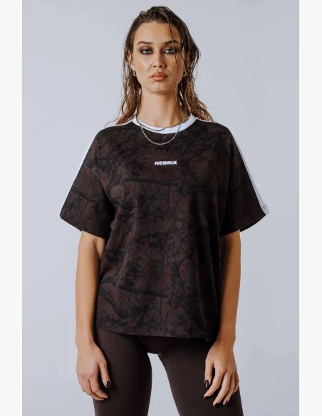 NEBBIA Relaxed fit t-shirt POWER camo brown