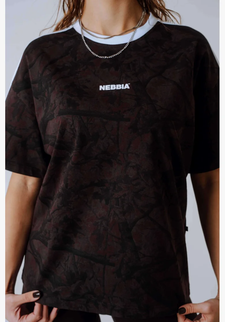 NEBBIA Relaxed fit t-shirt POWER camo brown