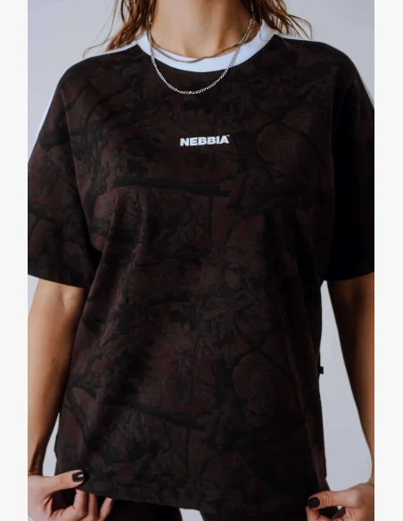 NEBBIA Relaxed fit t-shirt POWER camo brown