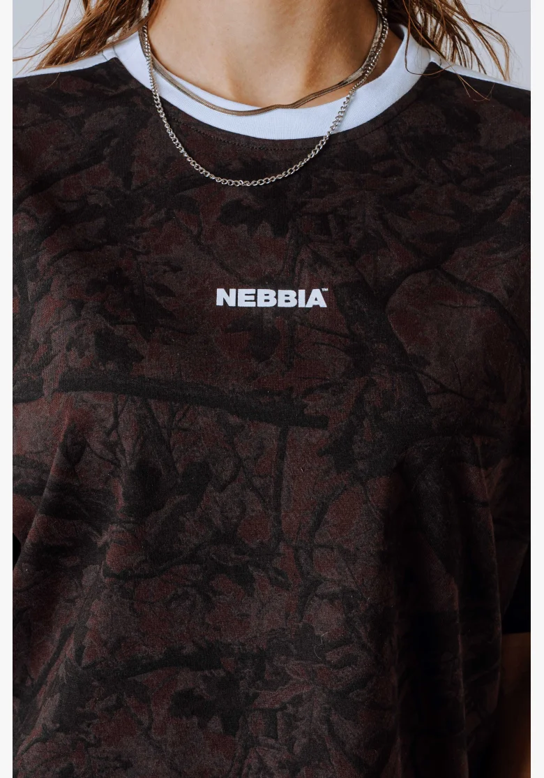 NEBBIA Relaxed fit t-shirt POWER camo brown