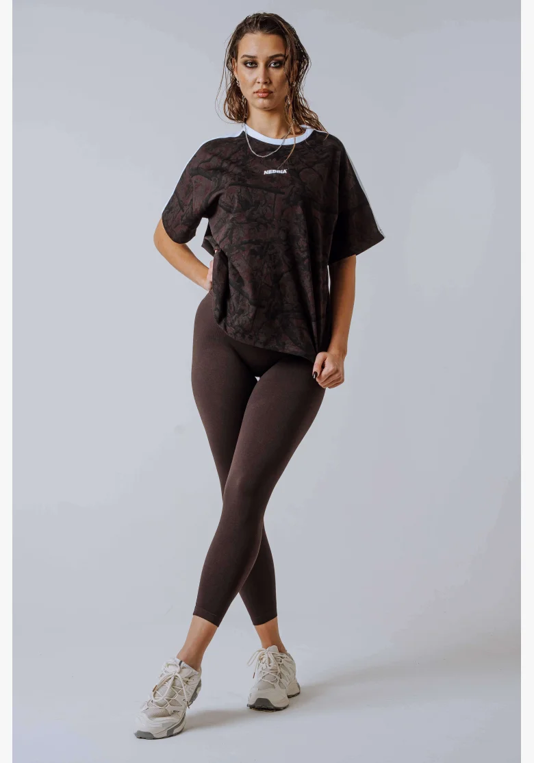 NEBBIA Relaxed fit t-shirt POWER camo brown