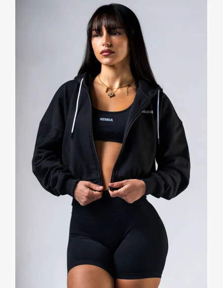 NEBBIA Zip-up hoodie POWER black