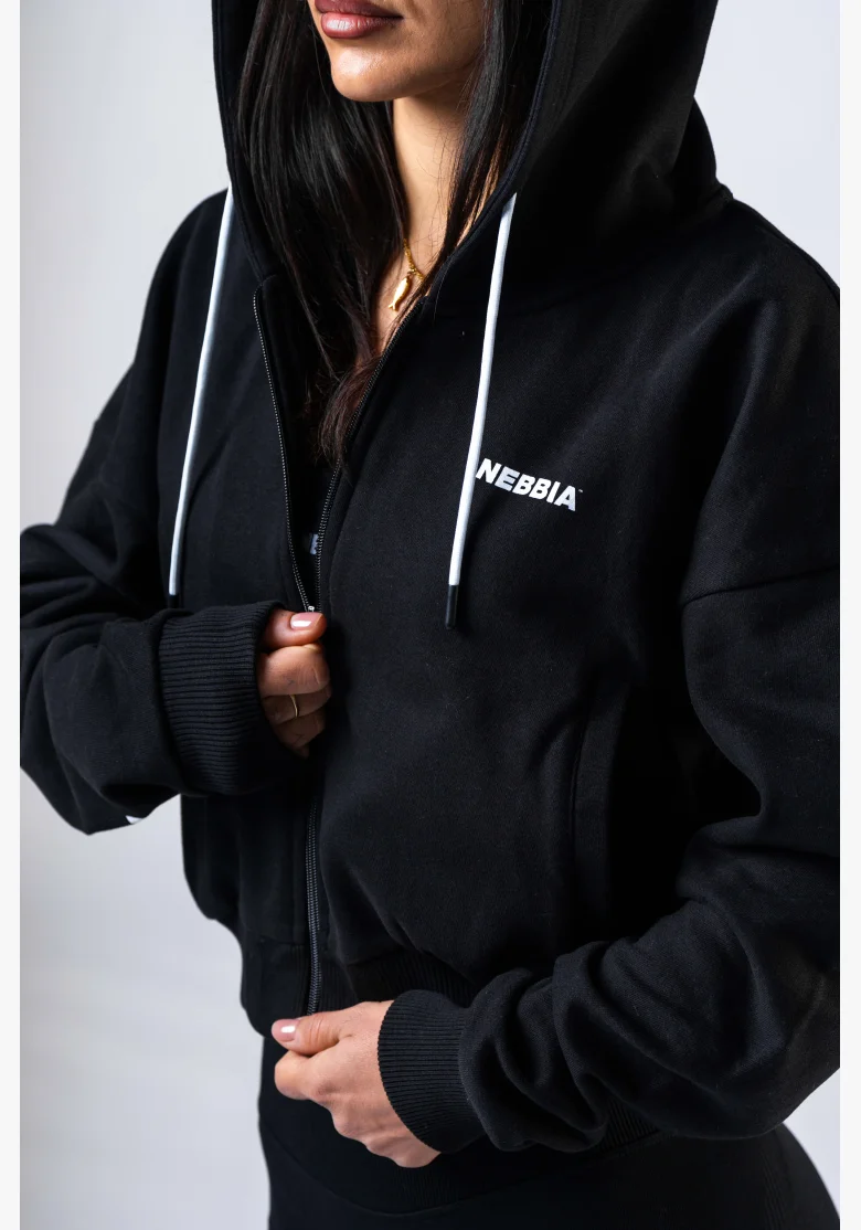 NEBBIA Zip-up hoodie POWER black
