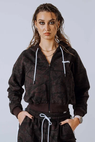 NEBBIA Zip-up hoodie POWER Camo dark