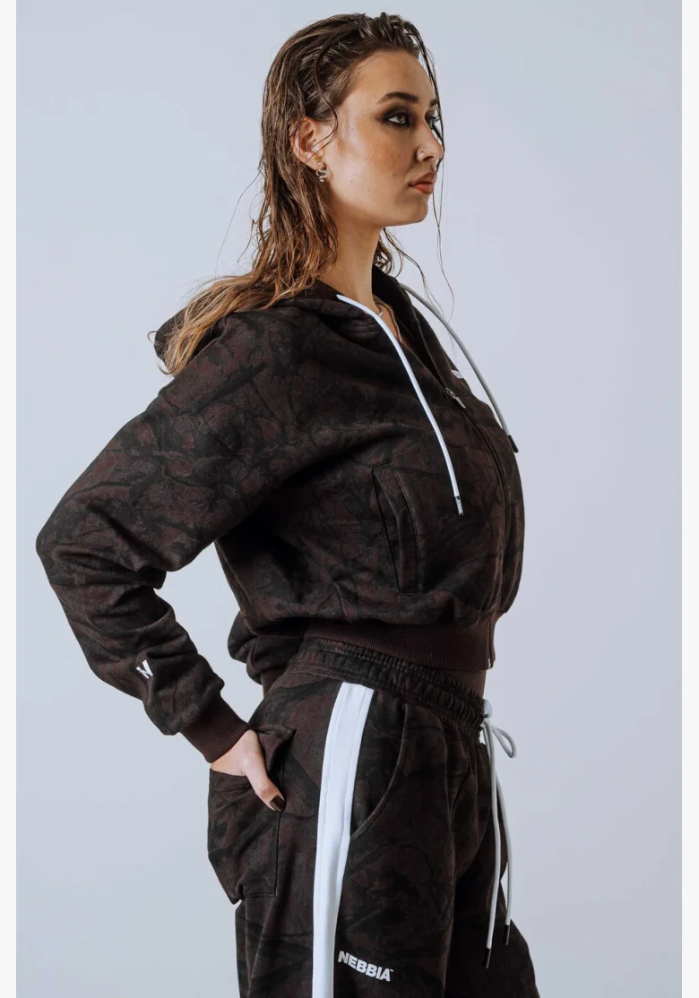 NEBBIA Zip-up hoodie POWER Camo dark
