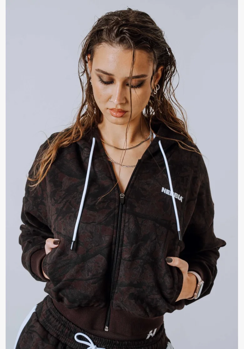 NEBBIA Zip-up hoodie POWER Camo dark