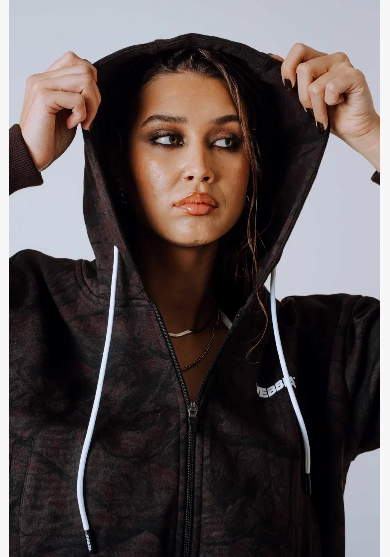 NEBBIA Zip-up hoodie POWER Camo dark