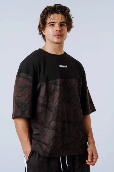 NEBBIA Oversized t-shirt POWER Camo dark