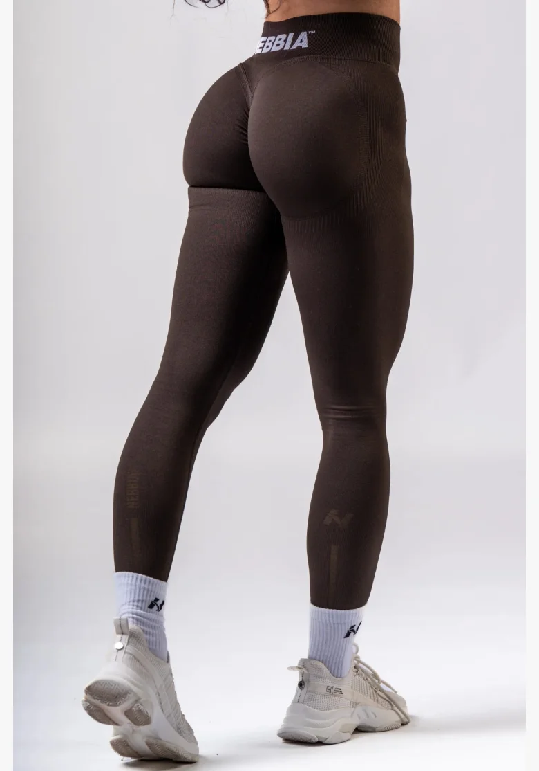 NEBBIA High-waist push-up leggings POWER brown
