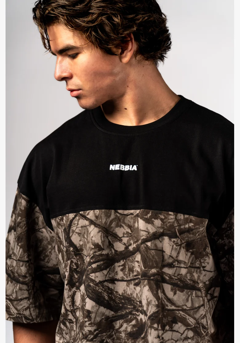 NEBBIA Oversized t-shirt POWER Camo pale
