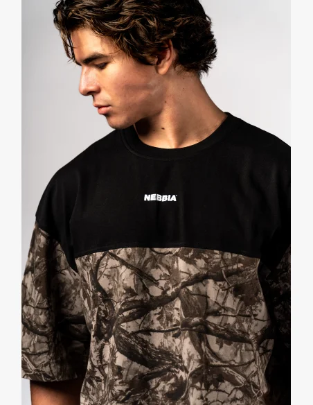NEBBIA Oversized t-shirt POWER Camo pale