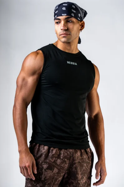 NEBBIA Seamless sleeveless t-shirt POWER black