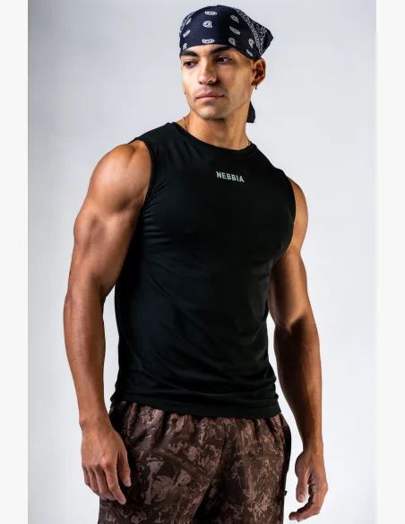 NEBBIA Seamless sleeveless t-shirt POWER black