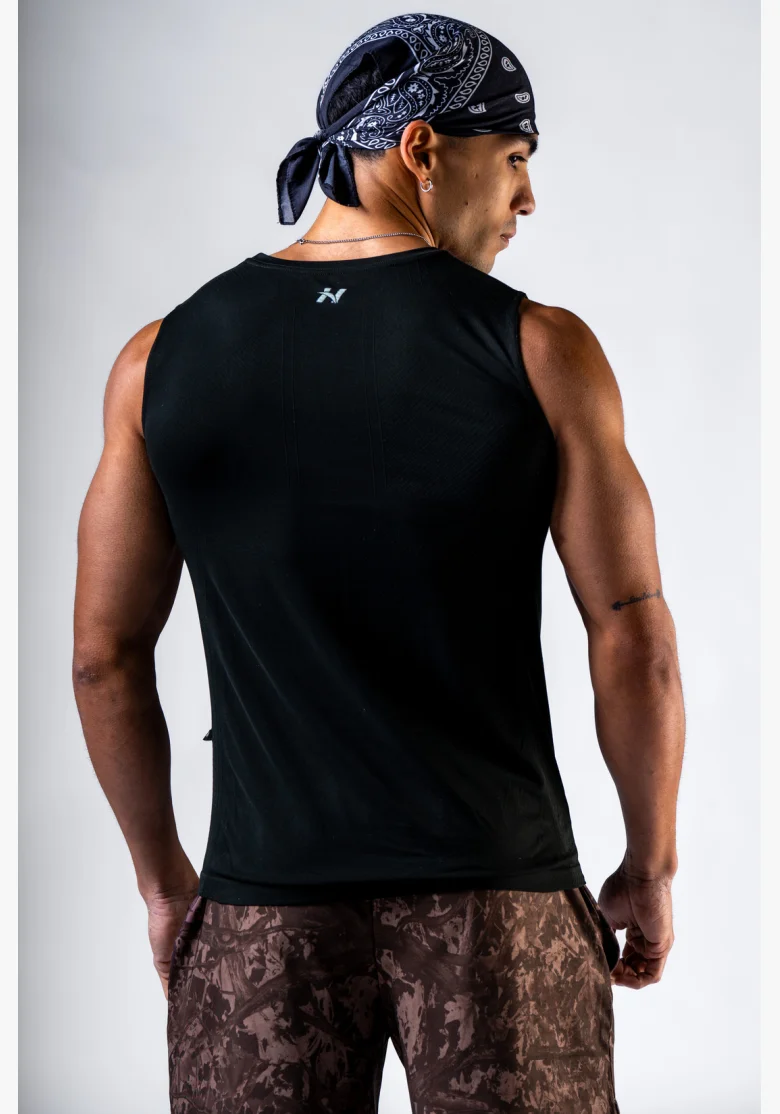 NEBBIA Seamless sleeveless t-shirt POWER black