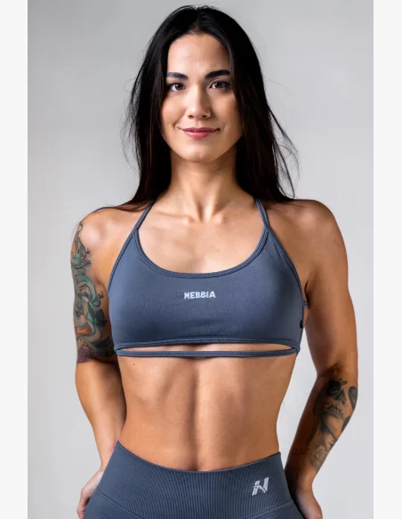 NEBBIA Open-back sports bra POWER gray