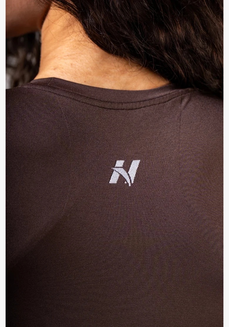 NEBBIA Seamless crop top with short sleeve POWER brown