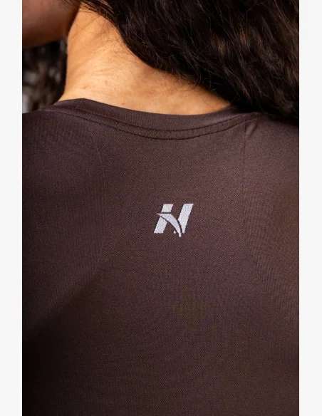 NEBBIA Seamless crop top with short sleeve POWER brown
