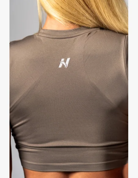 NEBBIA Seamless crop top with short sleeve POWER beige