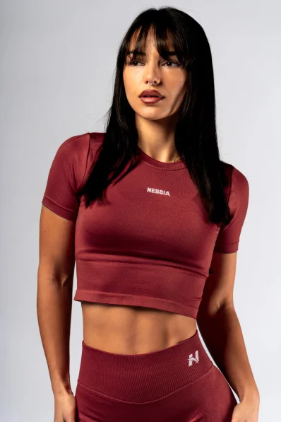 NEBBIA Seamless crop top with short sleeve POWER red
