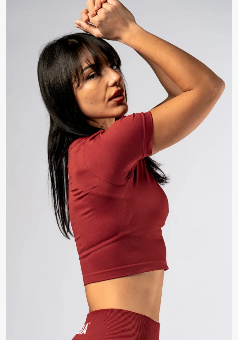 NEBBIA Seamless crop top with short sleeve POWER red