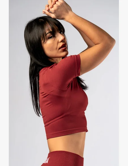 NEBBIA Seamless crop top with short sleeve POWER red