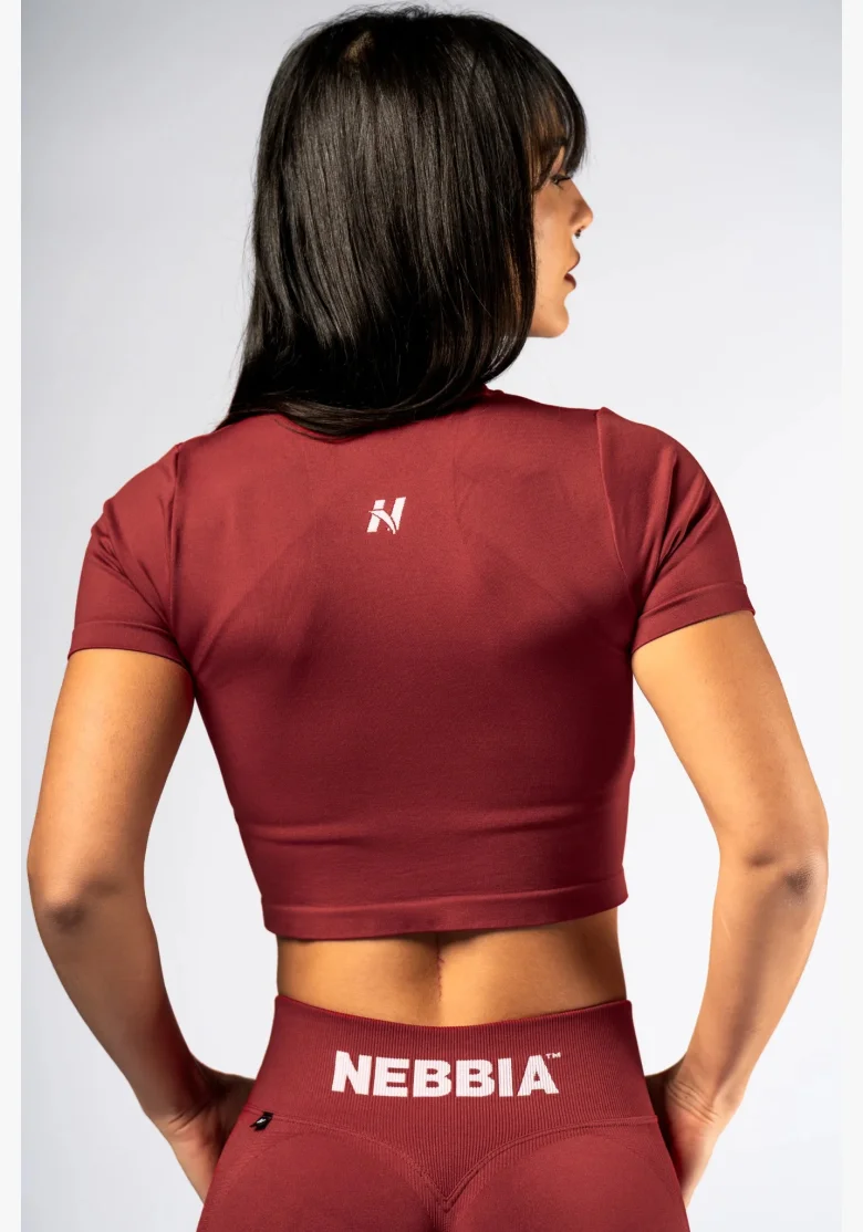 NEBBIA Seamless crop top with short sleeve POWER red
