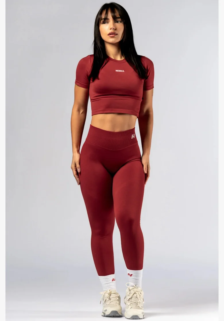 NEBBIA Seamless crop top with short sleeve POWER red