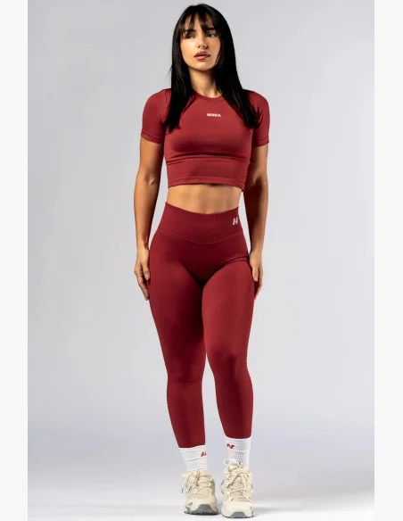 NEBBIA Seamless crop top with short sleeve POWER red