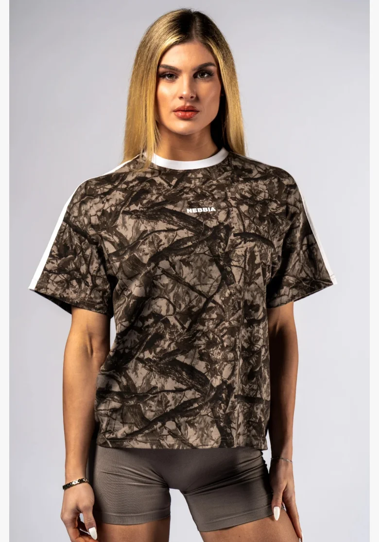 NEBBIA Relaxed fit t-shirt POWER camo beige