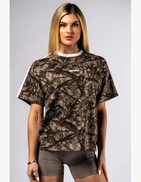 NEBBIA Relaxed fit t-shirt POWER camo beige