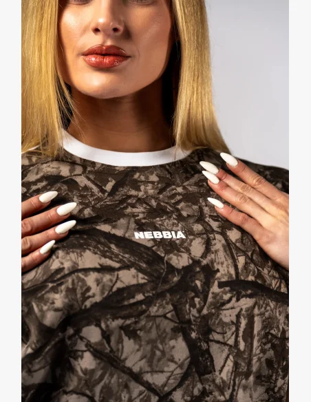 NEBBIA Relaxed fit t-shirt POWER camo beige