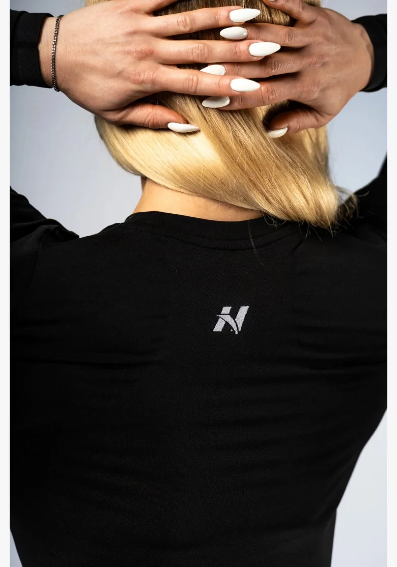 NEBBIA Seamless crop top with long sleeves POWER black