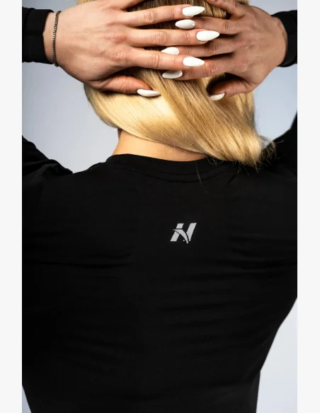 NEBBIA Seamless crop top with long sleeves POWER black