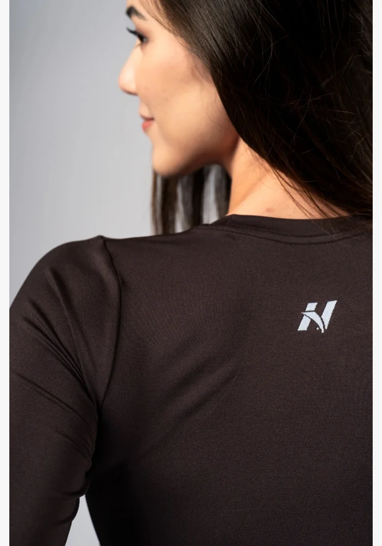 NEBBIA Seamless crop top with long sleeves POWER brown