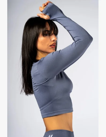 NEBBIA Seamless long-sleeve crop top POWER grey