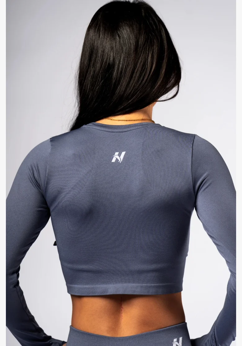 NEBBIA Seamless long-sleeve crop top POWER grey