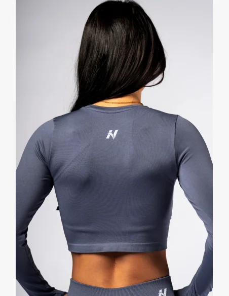 NEBBIA Seamless long-sleeve crop top POWER grey