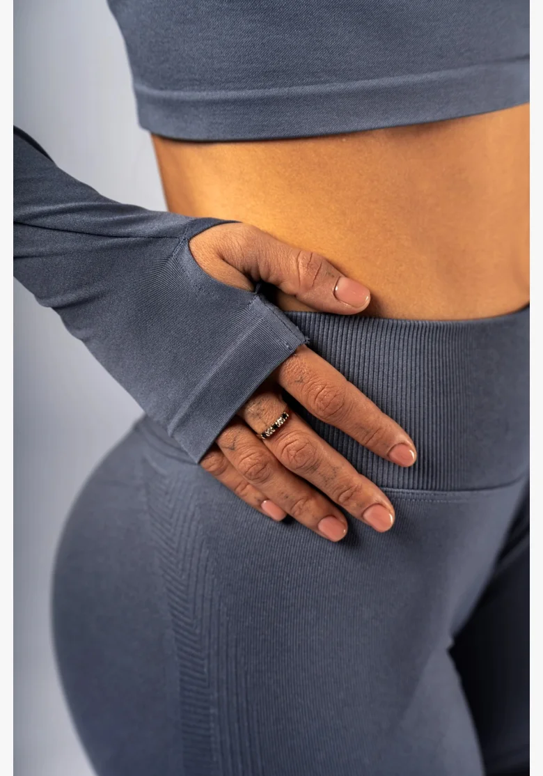 NEBBIA Seamless long-sleeve crop top POWER grey
