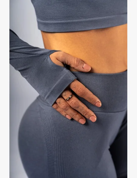 NEBBIA Seamless long-sleeve crop top POWER grey