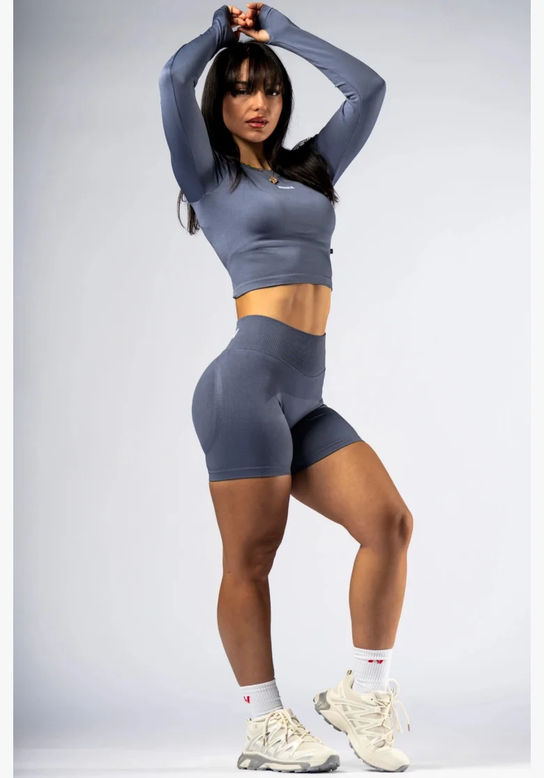 NEBBIA Seamless long-sleeve crop top POWER grey